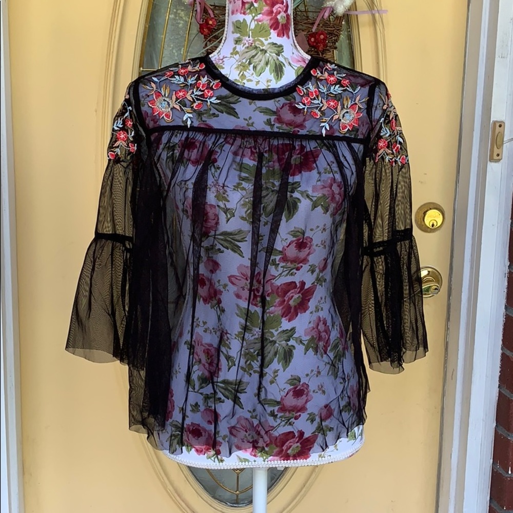 Arizona Jean Co. Sheer Embroidered Blouse - Picture 2 of 12